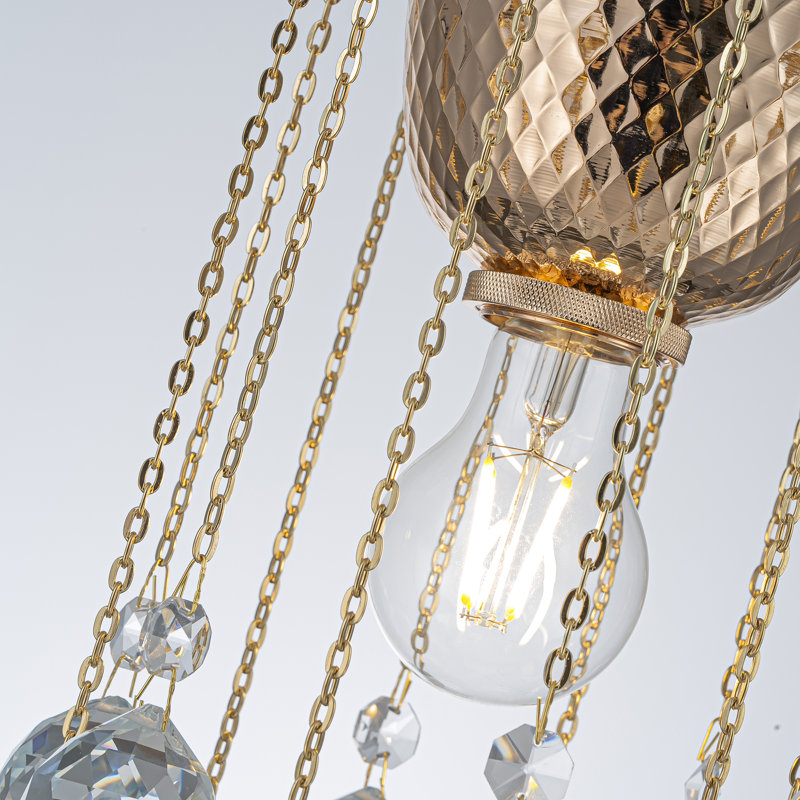 Plafonnier encastré 1 lumière avec détails en cristal Nora, Doré