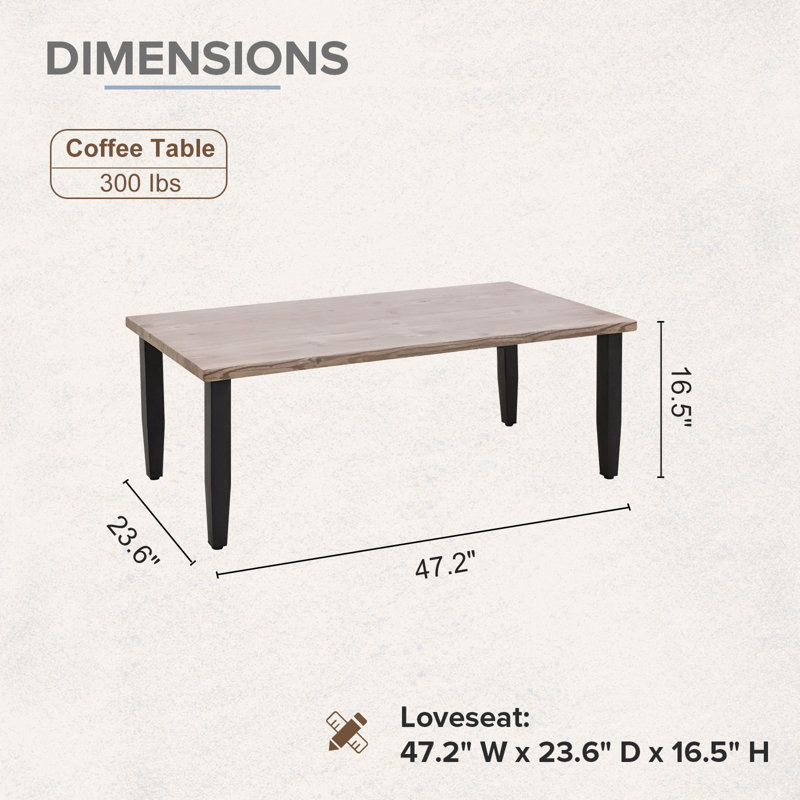 Rectangular Brown Wood Grain Steel Outdoor Coffee Table