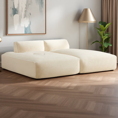 Canapé-lit modulaire surdimensionné de 90,0 po, entièrement compressé, spacieux et rembourré de mousse pour le salon, conception adaptée aux personnes âgées, combinaison de 2 PC gratuite, aucun assemblage requis