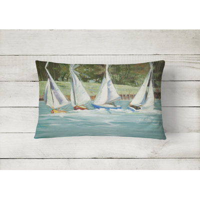 Sailboat Outdoor Reversible Throw Pillow