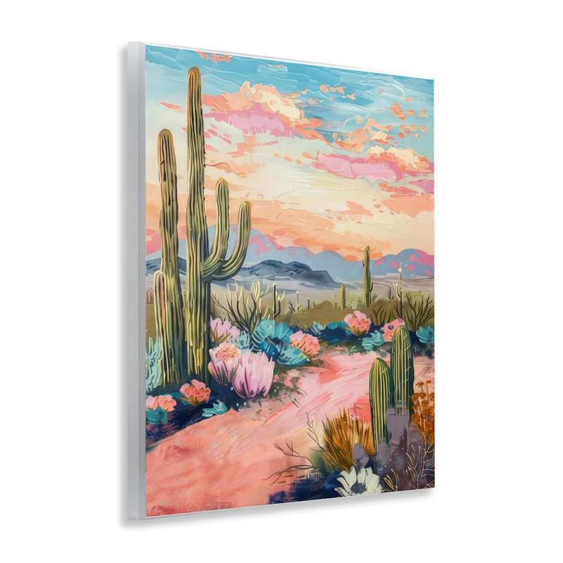  Pink Desert Sunset Wall Plaque Art by LSR Design Studio