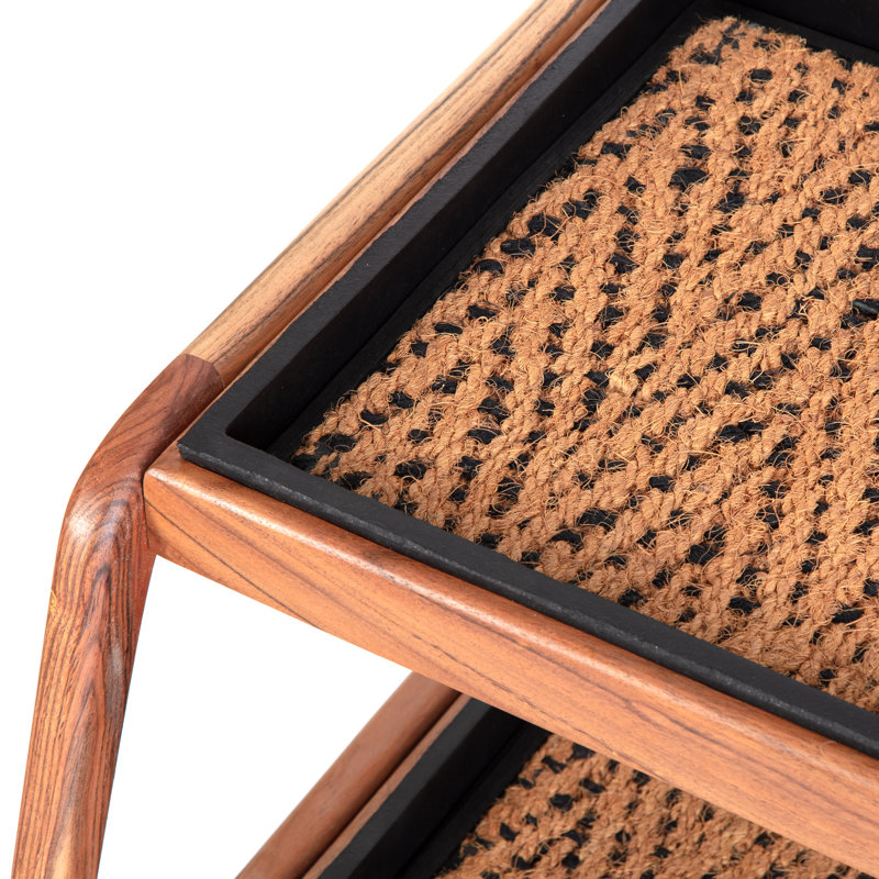 Support à bottes en bois massif de qualité supérieure avec tapis en fibre de coco naturelle - Rangement pour chaussures