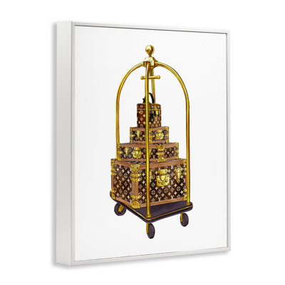Glam Hotel Luggage Framed Giclee, design by Ziwei Li