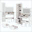 Coiffeuse à miroir à DEL + armoire de toilette avec miroir à DEL + tabouret rembourré, miroir à DEL double, commande tactile, interrupteur 3 couleurs, luminosité réglable, rangement multi-couches à grande capacité