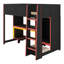 Lit mezzanine en bois avec bureau intégré, garde-robe, DEL et tiroir-834513225