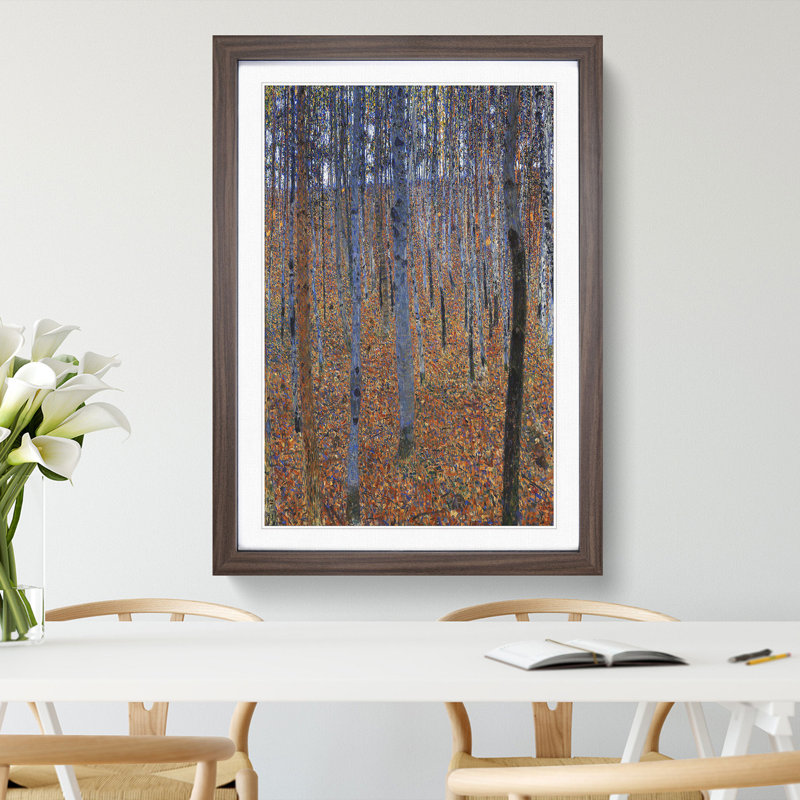 Beech Grove Forest Vol.1 by Gustav Klimt - Picture Frame Painting, Walnut Framed, 48cm H x 36cm W x 2cm D