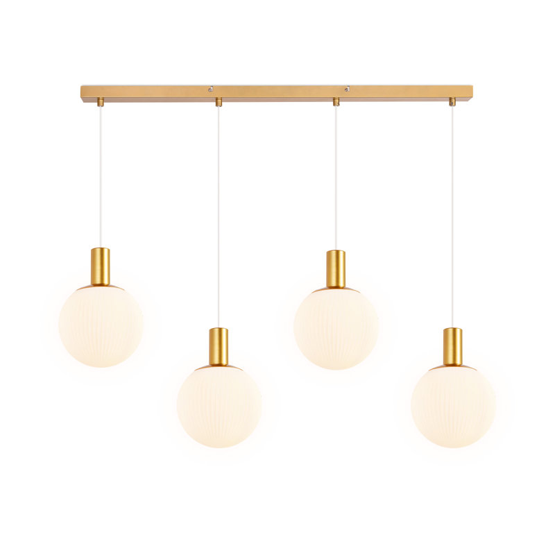 4-Light Glass Kitchen Island Pendant