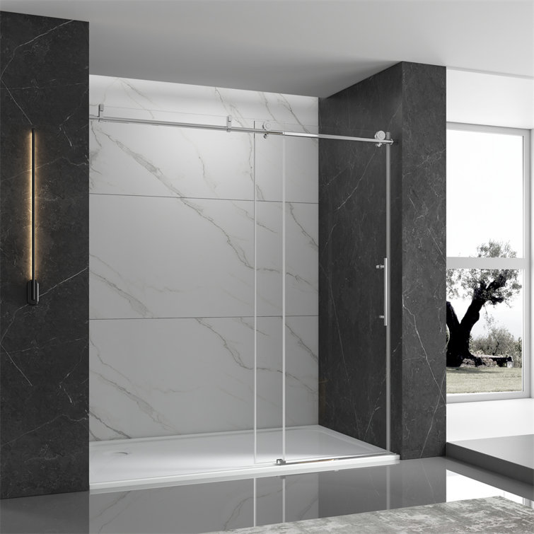 60'' W 76'' H Frameless Rectangle Reversible Shower Stall