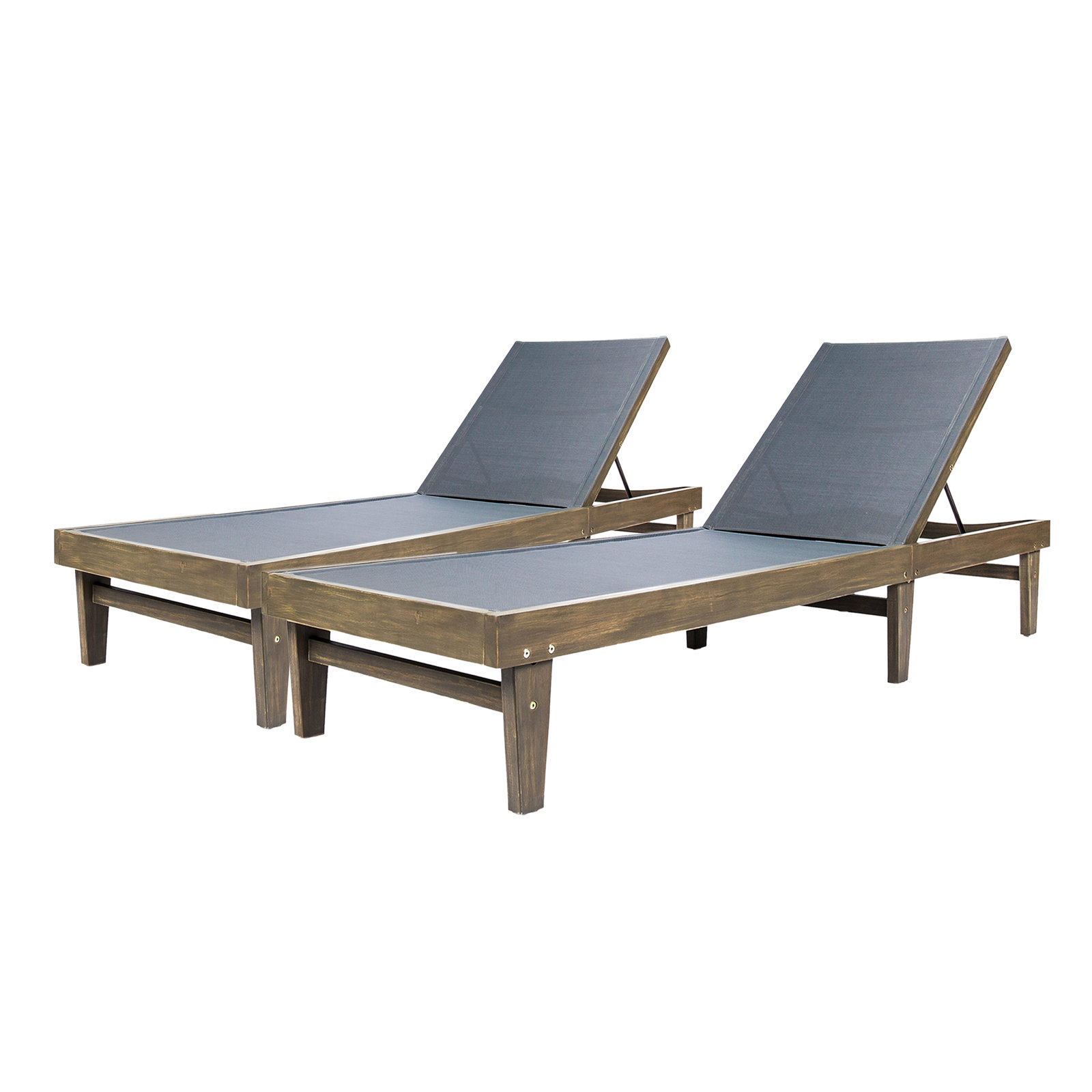 Scheiner 24'' Outdoor Acacia Chaise Lounge, Gray