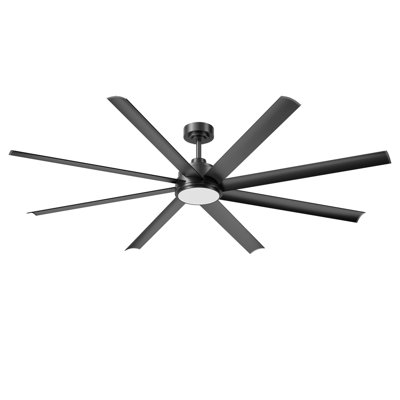 Smart 72"/84" Large Industrial Aluminum Ceiling Fan With Light And Remote, 8 Aluminum Blades Large Airflow, 3 Cct Dimmable, 6-speed High Cfm Works With Alexa/google/tuya, App & Button Control, Indoor/outdoor Use For Patio, Garage, Living Room, Office