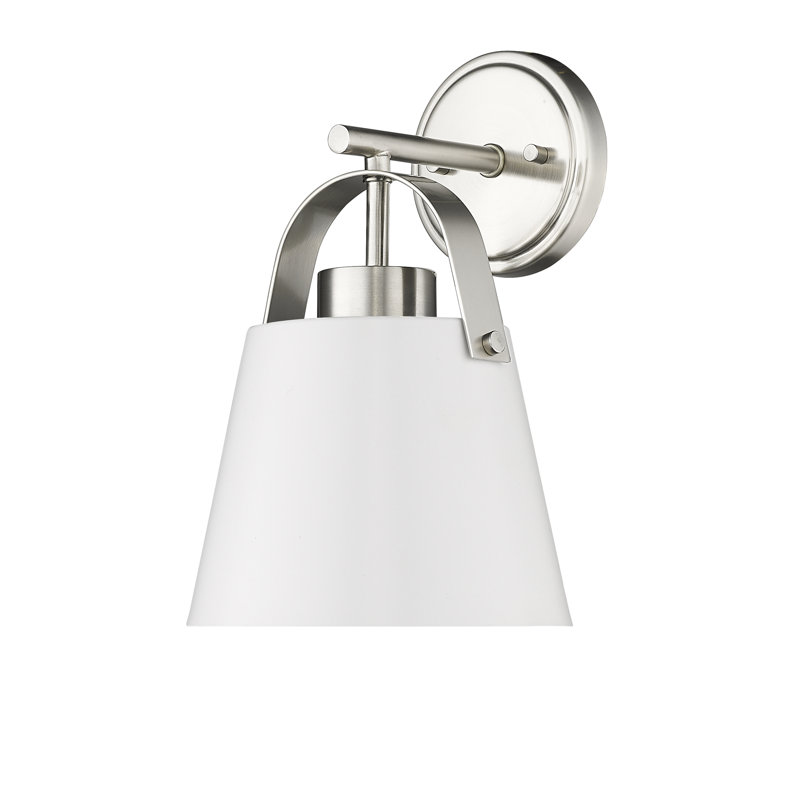 Elizabella Armed Sconce, Brushed Nickel, Matte White