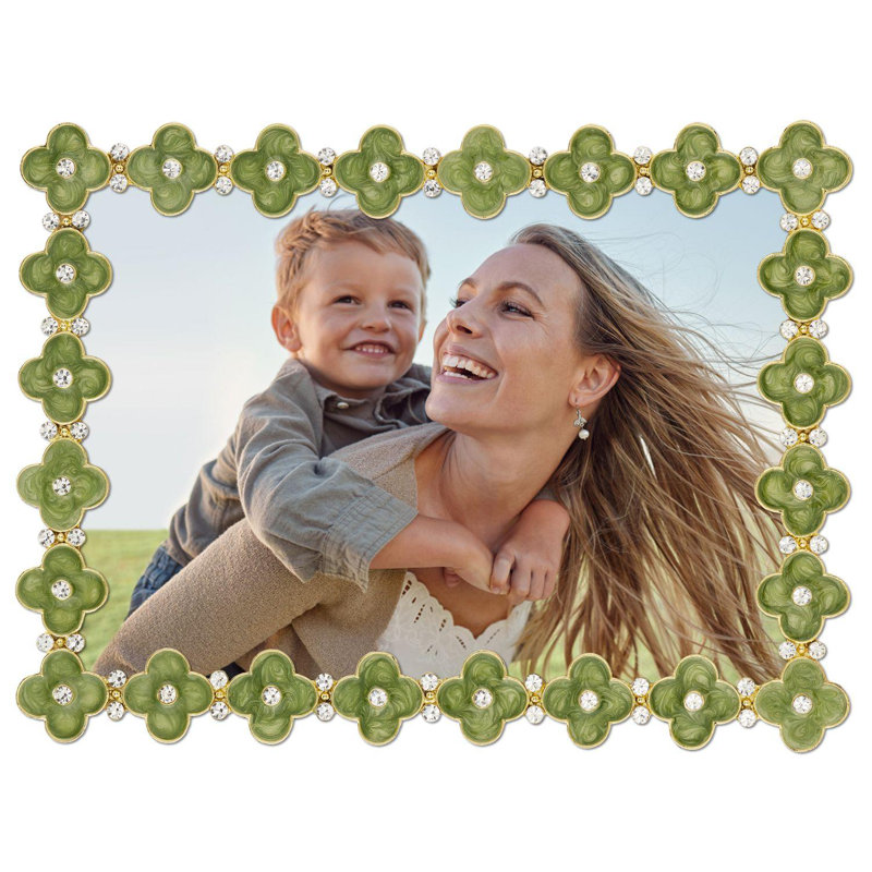 Gold Celadon Enamel Clover 5" x 7" Frame