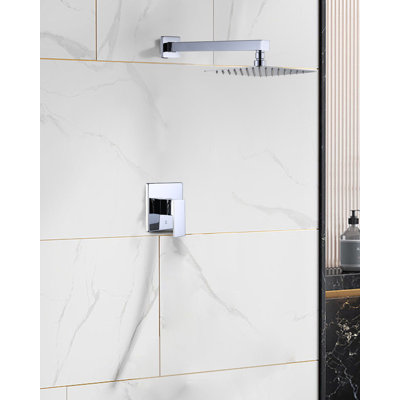 Robinet de douche carré à poignée simple à 1 jet 1,8 gallons par minute avec Bras de douche et pression équilibrée