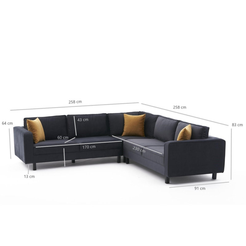 Canapé modulaire Breaanna, 100 % polyester anthracite