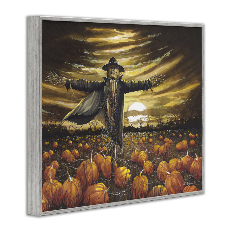 «Scarecrow in Pumpkin Field», art giclée par John Rossini, Estampe numérique Farmhouse, H 24 po x l 30 po