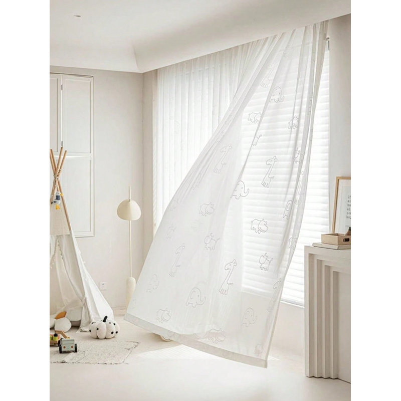 Voilage blanc filtrant la lumière avec passe-tringle, 52''W * 84''L