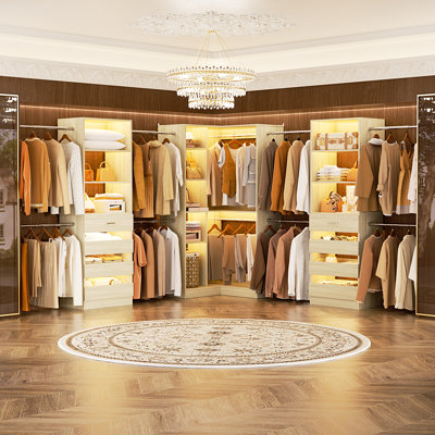 57.3"-151.7" Adjustable Closet System With 8 Drawers And 8 Clothes Rods
