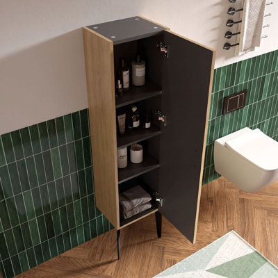 Armoire de rangement de plancher de salle de bain 14 "avec tablettes réglables