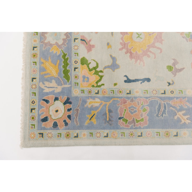 June Hand Knotted Wool Floral Area Rug, Rectangle 6' x 9'