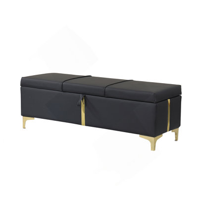 Elegant Storage Ottoman,Storage Bench With Metal Legs For Bedroom,Living Room