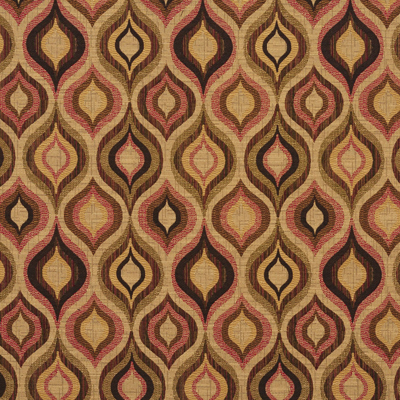 Tissu à texture géométrique, Doré / rouge