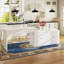 Îlot de cuisine polyvalent avec plateau de table extensible et finition de style marbre