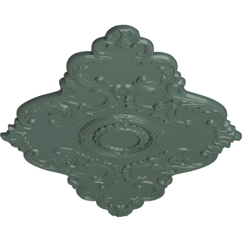 Médaillon de plafond à feuilles d'acanthe Endurathane Attica, diamètre extérieur 53 1/2 po x P 3 1/2 po (convient aux auvents jusqu'à 4 5/8 po), finition pierre spartiates peinte à la main
