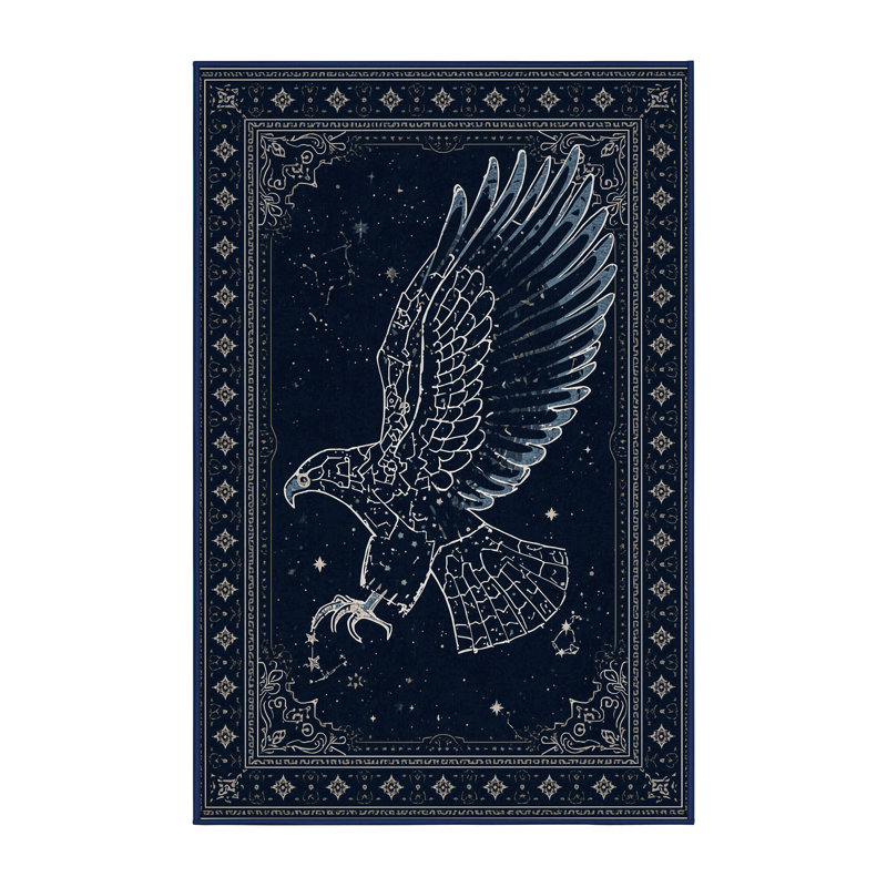 Tapis oriental bleu moelleux doux et moelleux Howell, 6 X 9