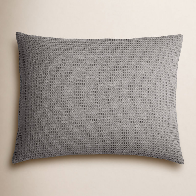 Felix Cotton Waffle Sham Set, King, Charcoal