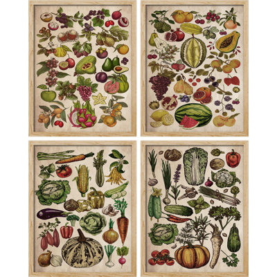 «Multicolore Fruits and Légumes Delici Cook Food», impression sur papier 4 pièces