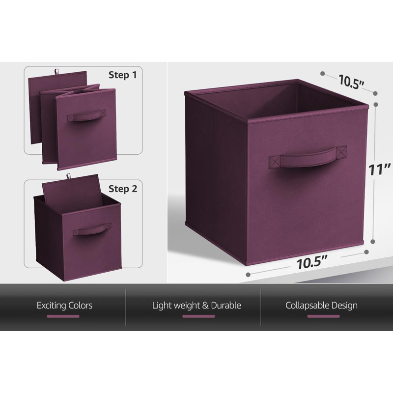 8 Pack 11" Foldable Storage Cubes with Handles, Purple