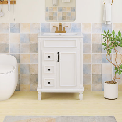 Ensemble de meuble-lavabo autoportant 24 po avec comptoir en céramique 24 po