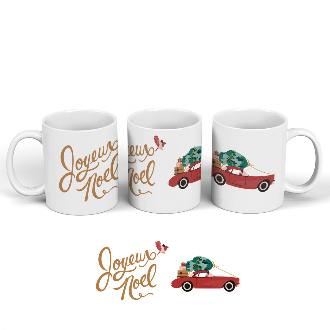 Joyeux Noel Festive Car Christmas Ceramic Classic Mug