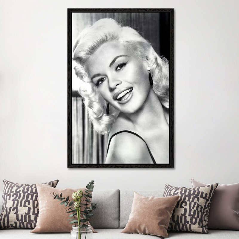 Jayne Mansfield's Gorgeous Smile by Radio Days - Print on Canvas, Black Framed, 152.5 cm H x 101.5 cm W