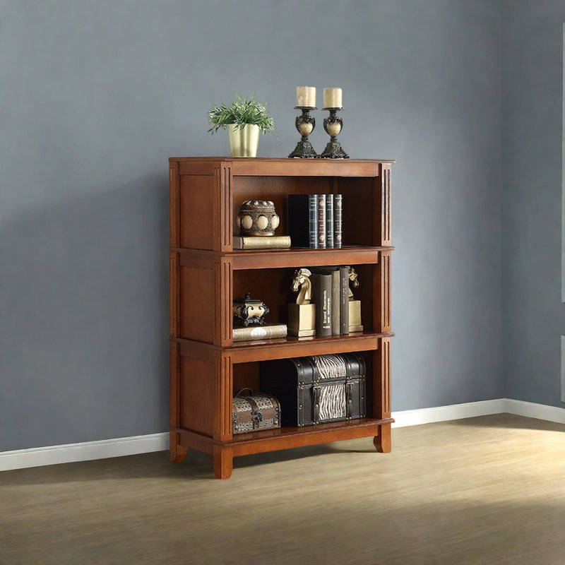 Retro versatile bookcase, (3 Shelves) 44.8"H x 39.3"W x 14.9"D, Brown