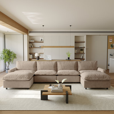 Moncada Modular Linen U-Shaped Power Reclining Sectional With Zero-Gravity And Heated Seats