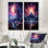 Ensemble de salon art mural abstrait rose et mauve, ciels magiques I