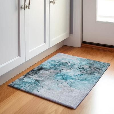 Premium Machine Washable Cerrito AMF520 Teal Rug