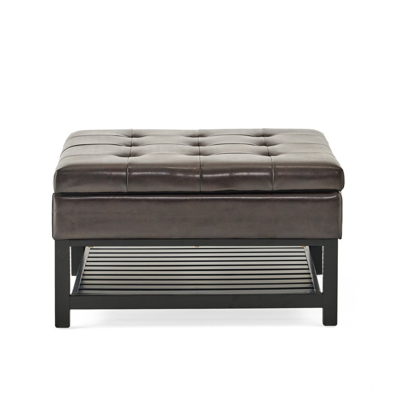 Square With Storage And Bottom Stand - Robust Bonded Leather Brown Stylish Rack Cozy