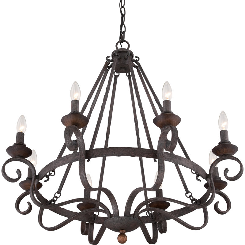 Lustre rustique noir à 8 lumières Noble