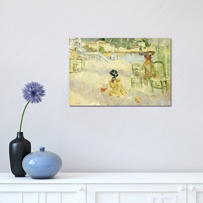 The Beach At Nice, 1882 by Berthe Morisot - Wrapped Canvas Painting, 30.48cm H x 45.72cm W x 1.905cm D
