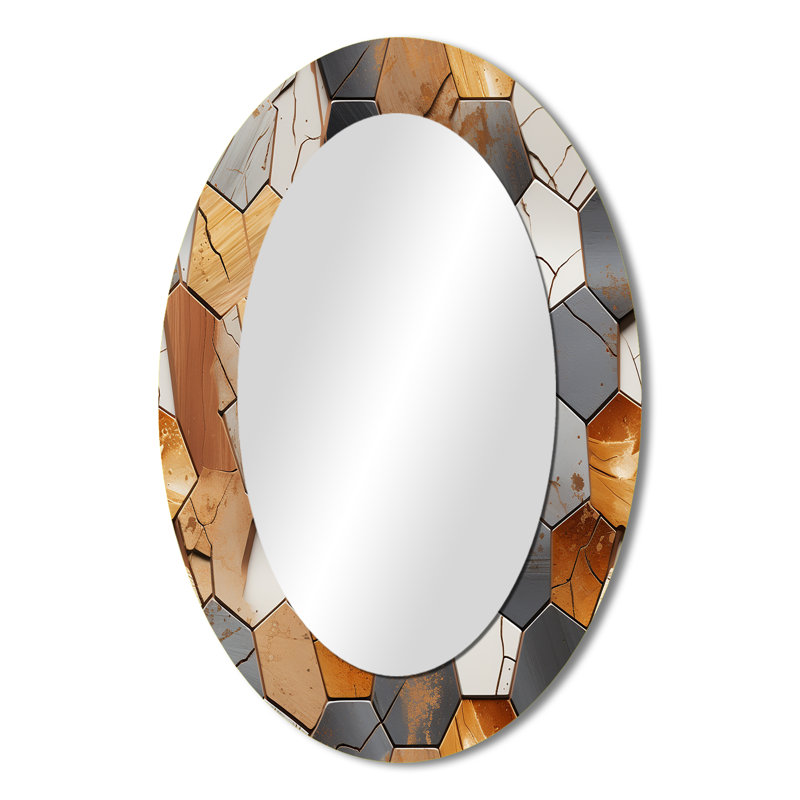 Motif rustique hexagonal bohème rustique brun, H 36 po x l 24 po