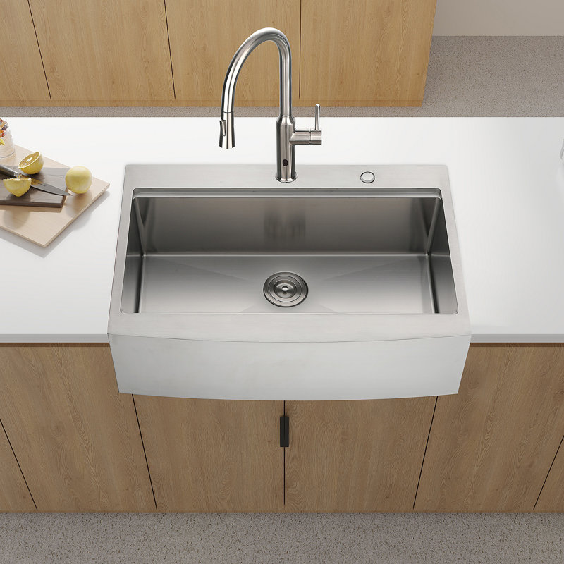 Évier de cuisine 33 x 22 x 10 po à tablier simple en acier inoxydable avec poste de travail