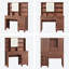 Meuble-lavabo de ferme avec tabouret en bois massif, plateau en verre, 2 tiroirs, miroir avec lumières et prise de courant, coiffeuse de chambre à coucher, blanc-1041067869