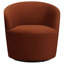 Chaise pivotante en velours orange brûlé Resnick - conception de baril rétro et rotation douce pour les espaces de vie modernes