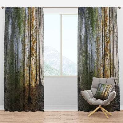 Panneau de rideau forêt, décor obscurcissant matin