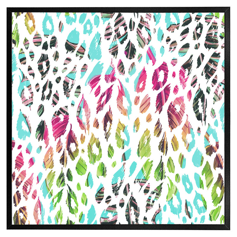 Cetronia Multi Coloured Leopard Spots 1 Piece Single Picture Frame Wall Art, 31cm H x 31cm W x 4cm D, Black Framed