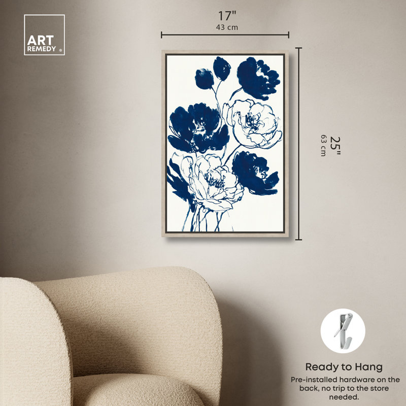 «Inkwell Anemone II», reproduction d'art sur toile encadrée par Art Remedy, cadre en chêne naturel, 16 x 24, 25"H x 17"W