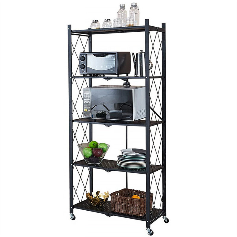 5-Tier Foldable Storage Shelf – Black
