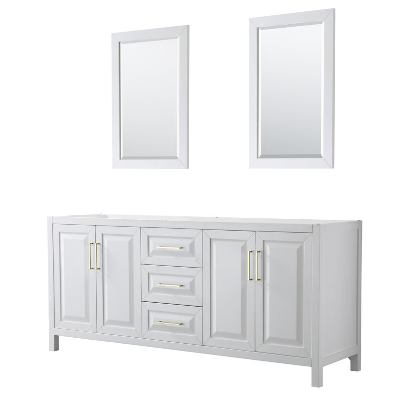 Daria 80'' W Double Vanity, White, Polished Chrome, Carrara Cultured Marble